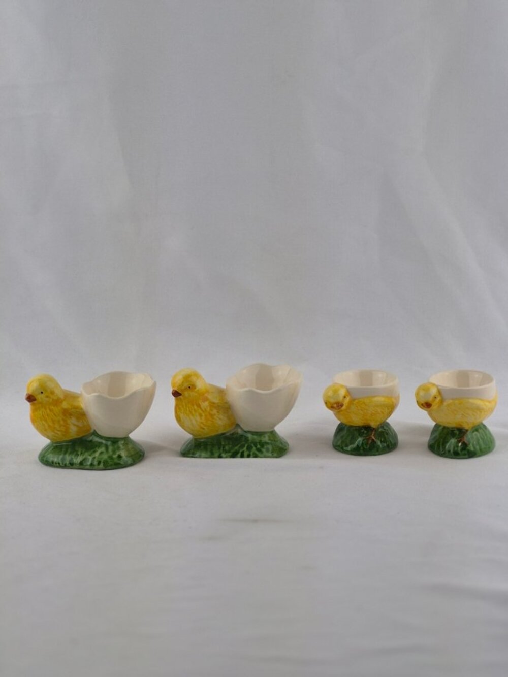 Vintage Ceramic Chick Egg Cups Made in Portuga 2 are Bordallo Pinheiro Set of 4